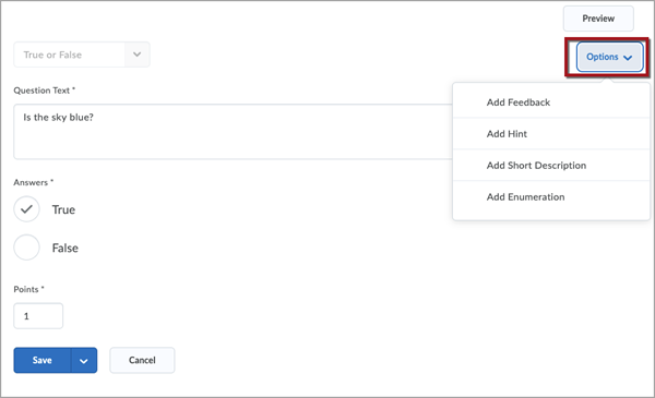 question options