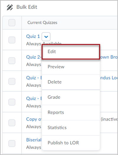 Edit Quiz