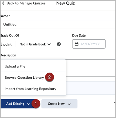 browse question library