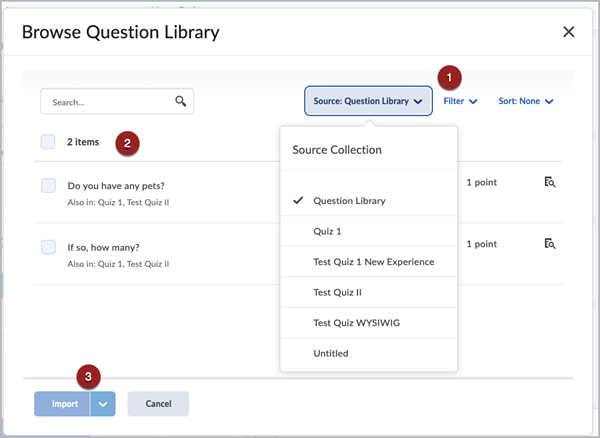 browse question library step 2
