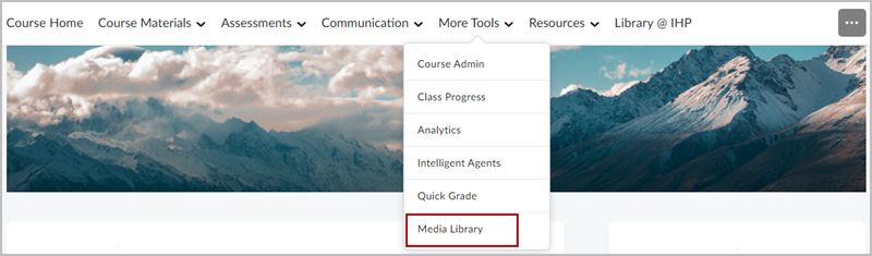 The More Tools dropdown menu, with a red box around the "Media Library" option